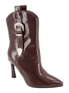 Rampage Pamela Women's Belt Detail Heeled Boots-Burgundy size 10